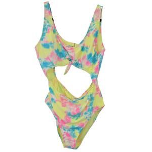 Endless Wave Swimsuit Juniors XL 15-17 Neon Tie Dye Cutout One Piece Y2K Revival